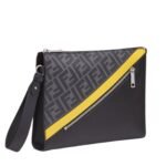 FENDI DIAGONAL CLUTCH GRAY FABRIC POUCH