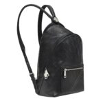 FENDI CHIODO SHADOW DIAGONAL BLACK LEATHER BACKPACK