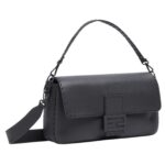 FENDI MAXI BAGUETTE BLACK SELLERIA LEATHER BAG