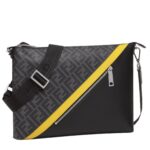 FENDI DIAGONAL MESSENGER GRAY FABRIC BAG