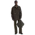FENDI BROWN WAXED FF JACQUARD BLOUSON