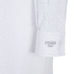 FENDI WHITE STRIPED COTTON DRESS