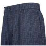 FENDI BERMUDAS SHORT PANTS IN BLUE FF SILK