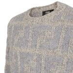 FENDI SWEATER GRAY ALPACA AND WOOL FF PULLOVER