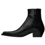 SAINT LAURENT BEAT BOOTIES IN GLAZED LEATHER