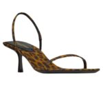 SAINT LAURENT JASPE SANDALS IN LEOPARD GROSGRAIN