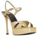 SAINT LAURENT DEBBIE PLATFORM SANDALS IN METALLIC LEATHER