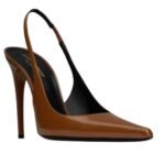 SAINT LAURENT VENDOME SLINGBACK PUMPS IN GLAZED LEATHER