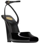 SAINT LAURENT LA SCANDALE WEDGES IN PATENT LEATHER