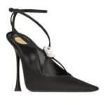 SAINT LAURENT HARLOW PUMPS IN SATIN CREPE AND CRYSTALS