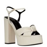 SAINT LAURENT BIANCA PLATFORM SANDALS IN SMOOTH LEATHER