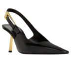 SAINT LAURENT LEE SLINGBACK PUMPS IN GLAZED LEATHER