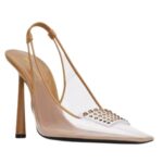 SAINT LAURENT JIVE SLINGBACK PUMPS IN TPU AND RHINESTONES
