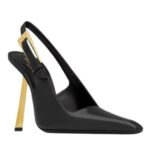 SAINT LAURENT LEE SLINGBACK PUMPS IN GLAZED LEATHER