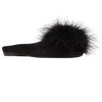 SAINT LAURENT LIDO SLIP-ONS IN SATIN CREPE AND FEATHERS