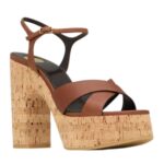 SAINT LAURENT BIANCA PLATFORM SANDALS IN SMOOTH LEATHER