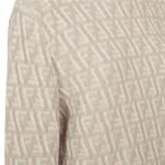 FENDI SWEATER BEIGE FF WOOL AND CASHMERE TURTLENECK JUMPER