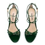 TOM FORD PATENT LEATHER IDA SANDAL EMERALD GREEN