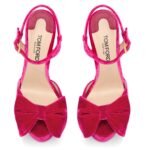 TOM FORD VELVET BRIGITTE PLATFORM SANDAL CRIMSON PINK