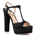 TOM FORD SUEDE LEATHER ANGELINA PLATFORM SANDAL BLACK