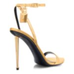 TOM FORD LAMINATED NAPPA LEATHER PADLOCK POINTY NAKED SANDAL GOLD