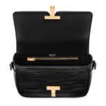TOM FORD SHINY STAMPED CROCODILE LEATHER WALLIS SMALL SHOULDER BAG