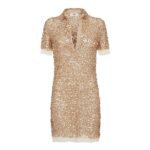 FENDI TULLE DRESS WITH GOLD-COLORED BEAD EMBROIDERY