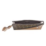 FENDI DIAGONAL FLAT MULTICOLOR LEATHER POUCH