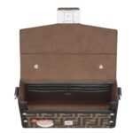 FENDI SOFT TRUNK BAGUETTE BROWN FF JACQUARD BAG WITH APPLIQUÉS