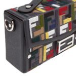 FENDI SOFT TRUNK BAGUETTE CANVAS BAG WITH MULTICOLOR FF EMBROIDERY