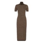 FENDI DRESS BEIGE MICRO CHECK WOOL