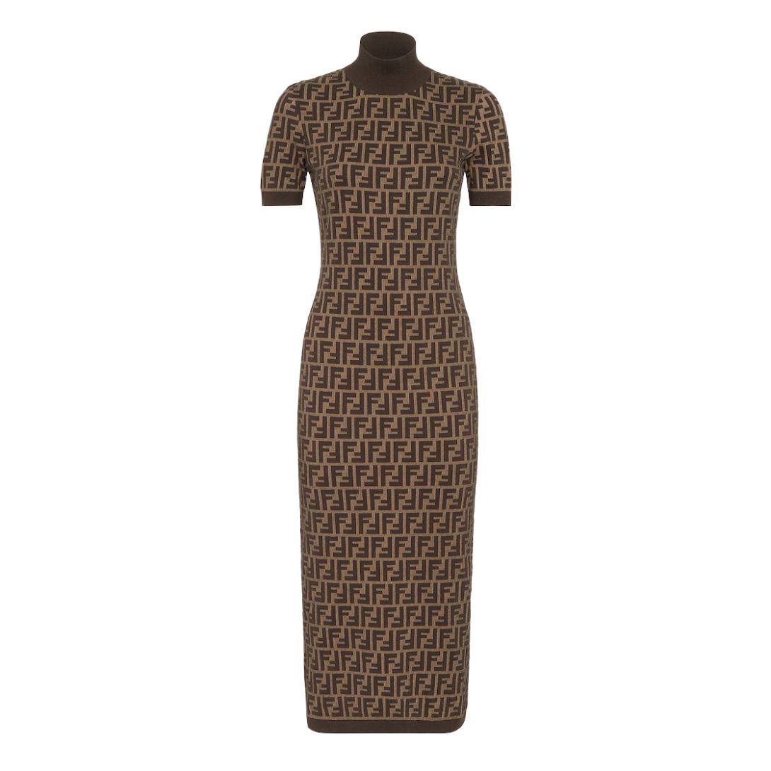 4 FENDI DRESS BEIGE MICRO CHECK WOOL