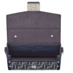 FENDI SOFT TRUNK BAGUETTE FF JACQUARD AND BLUE LEATHER BAG