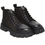 FENDI FORCE BLACK LEATHER BIKER BOOTS