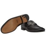 FENDI O LOCK BLACK LEATHER LOAFERS