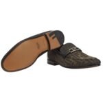 FENDI O LOCK BROWN FF JACQUARD LOAFERS