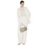 FENDI PANTS WHITE WOOL AND SILK