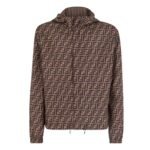FENDI BLOUSON BROWN NYLON WINDBREAKER