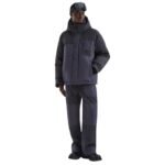 FENDI BLOUSON BLACK LEATHER PLEATED BOMBER JACKET