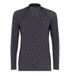 FENDI SWEATER BLUE FF LYCRA TURTLENECK TOP