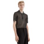 FENDI BLACK AND SILVER METALLIC YARN POLO SHIRT