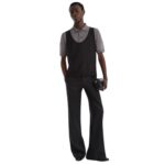 FENDI BLACK AND GRAY WOOL POLO SHIRT WITH METALLIC YARN