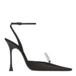 SAINT LAURENT HARLOW PUMPS IN SATIN CREPE AND CRYSTALS