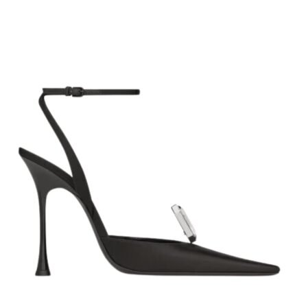 SAINT LAURENT HARLOW PUMPS IN SATIN CREPE AND CRYSTALS