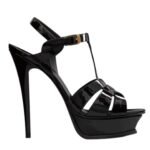 SAINT LAURENT TRIBUTE PLATFORM SANDALS IN PATENT LEATHER