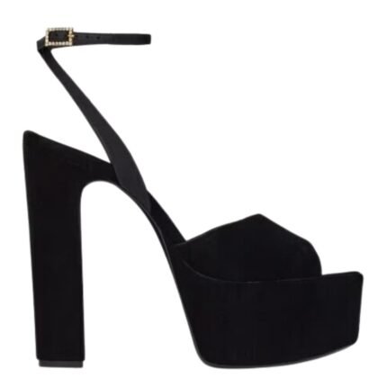 SAINT LAURENT JODIE PLATFORM SANDALS IN VELVET