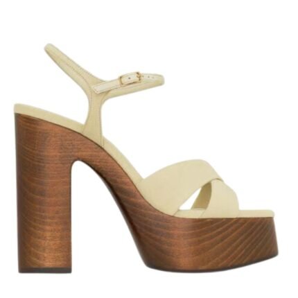 SAINT LAURENT BIANCA PLATFORM SANDALS IN CANVAS