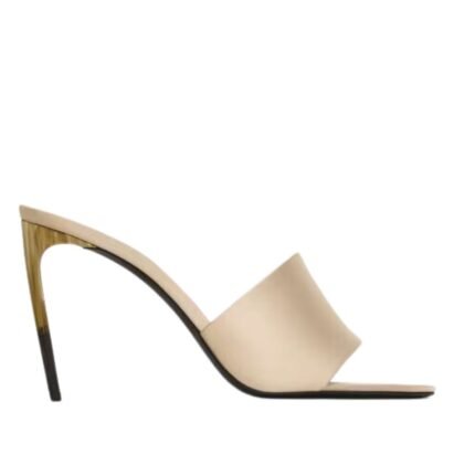 SAINT LAURENT LODGE MULES IN SATIN CREPE