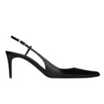SAINT LAURENT VENDOME SLINGBACK PUMPS IN GLAZED LEATHER