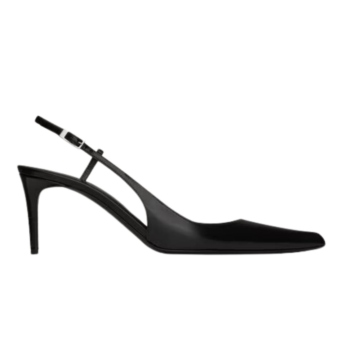 4 SAINT LAURENT VENDOME SLINGBACK PUMPS IN GLAZED LEATHER